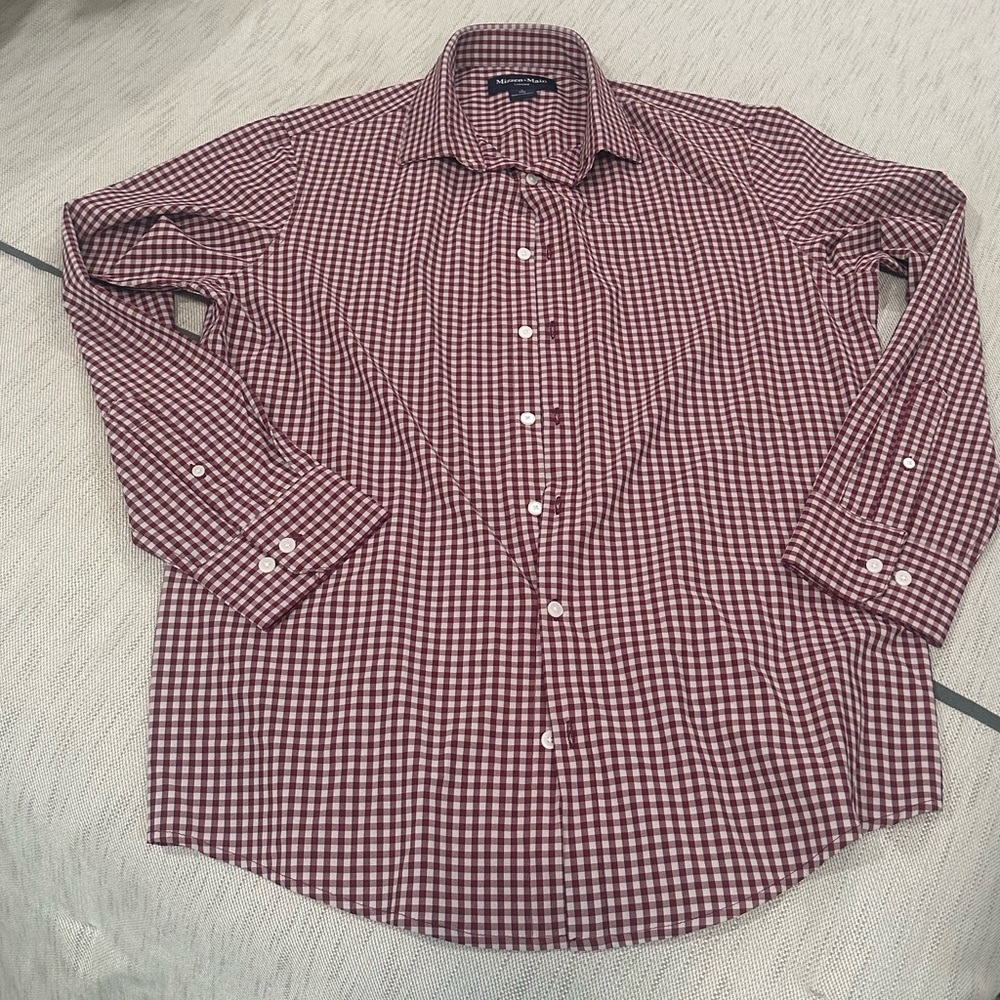 Mizzen+Main “Leeward” Checkered Button Down Shirt Sz L Trim Style
